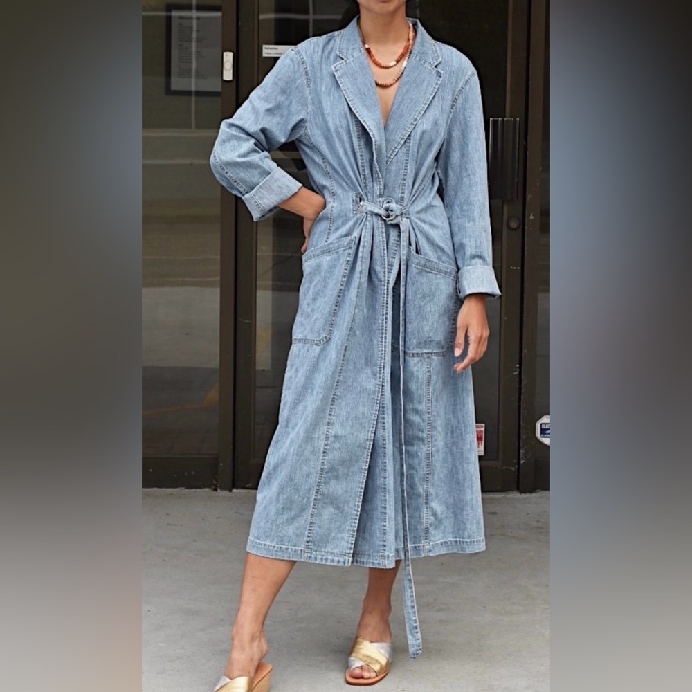 Rachel Comey Light Blue Denim Wrap Maxi Dress